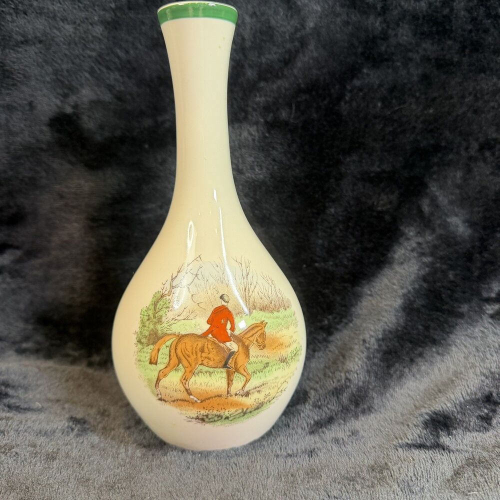 Spode Homeward Bound Vintage Equestrian Horse Hunt Bud Vase England 7.5” 2/9265